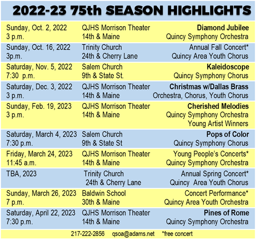 75th Season Schedule